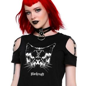 Black cat crop top